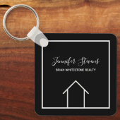 Porte-clés Immobilier Moderne Noir Blanc Personnalisé Open Ho (Recto)