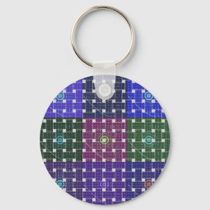 Porte-clés Impression À damiers bleu et violet