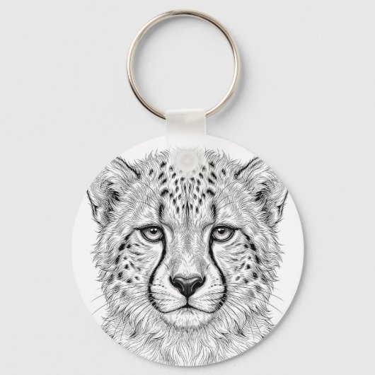 Porte-clés impression bébé guépard noir et blanc (Recto)