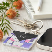 Porte-clés Impression blanc rose rose clair (Devant Droit)