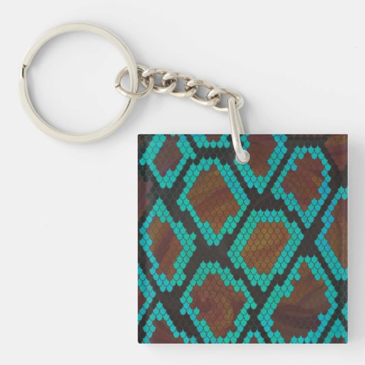 Porte-clés Impression Brown et Turquoise de serpent (Devant)