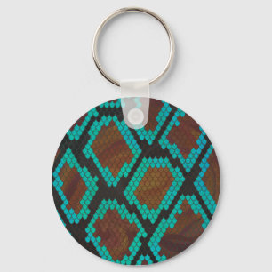 Porte-clés Impression Brown et Turquoise de serpent