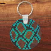 Porte-clés Impression Brown et Turquoise de serpent (Recto)
