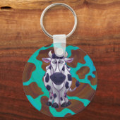 Porte-clés Impression Brown et Turquoise de vache (Recto)