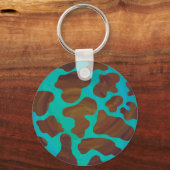 Porte-clés Impression Brown et Turquoise de vache (Recto)