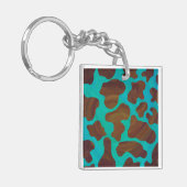 Porte-clés Impression Brown et Turquoise de vache (Devant gauche)