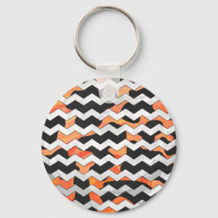 Porte-clés Impression Chevron noir et orange de vache