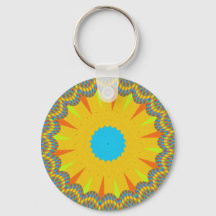 Porte-clés Impression Cyan et Gold Mandala Art