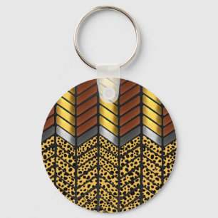 Porte-clés Impression d'animal de guépard à chevron zigzag mo