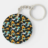 Porte-clés Impression d'animal guépard sarcelle orange cœur (Dos)