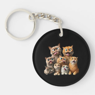 Porte-clés impression d'art de chat drôle