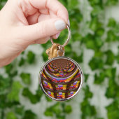 Porte-clés Impression d'art de kaléidoscope de Pâques psychéd (Main)