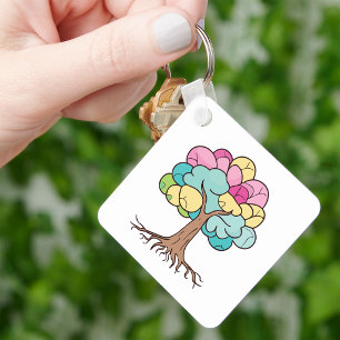Porte-clés Impression d'art de l'arbre cérébral au pastel abs