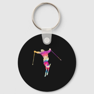 Porte-clés Impression d'art graphique pour amateur de ski de