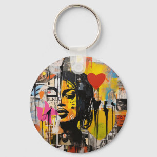 Porte-clés Impression d'art grunge graffiti Saint-Valentin