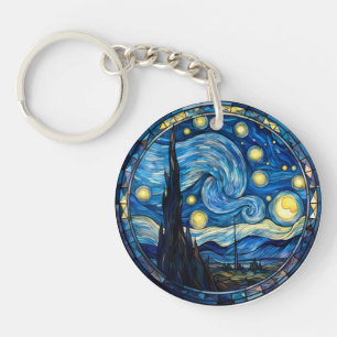 Porte-clés Impression d'art inspirée de la nuit étoilée tourb