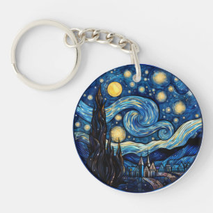 Porte-clés Impression d'art inspirée de la nuit étoilée tourb