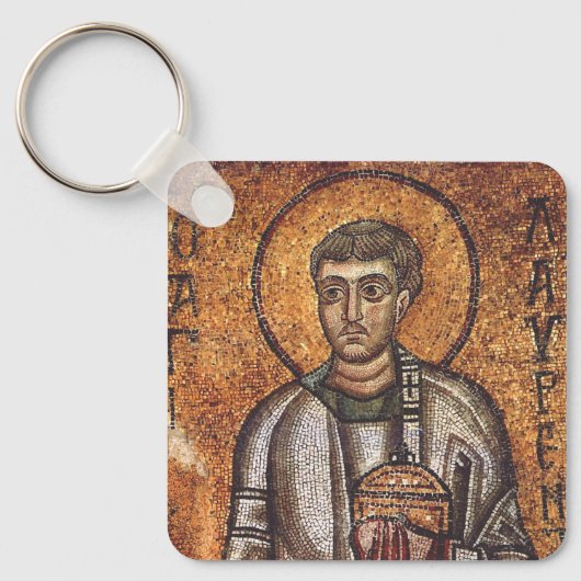 Porte-clés Impression d'art mosaïque orthodoxe Saint Laurent (Recto)
