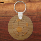 Porte-clés Impression De Boule De Football En Bois (Recto)