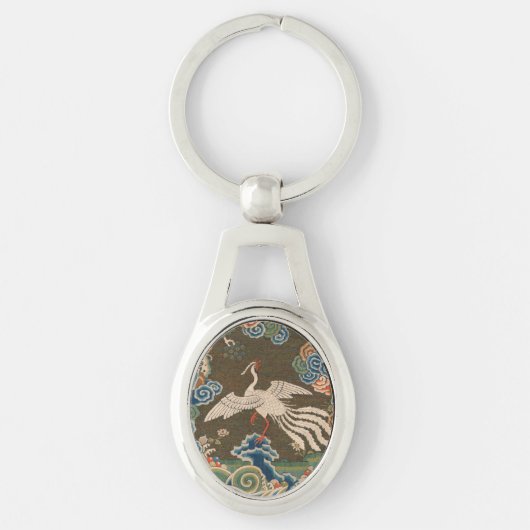 Porte-clés Impression de broderie en soie blanche antique chi (Devant)