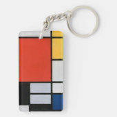 Porte-clés Impression de composition de Piet Mondrian rouge j (Dos)