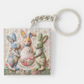 Porte-clés Impression de courtepoint en patchwork faux lapin (Dos)