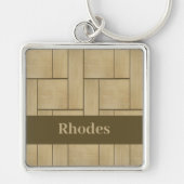 Porte-clés impression de dalle de bois Brown (Devant)