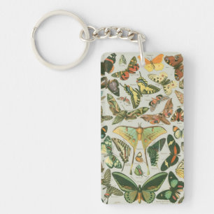 Porte-clés Impression de motif de papillon de nuit vintage