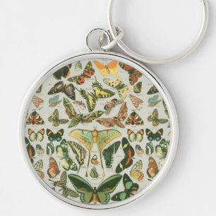 Porte-clés Impression de motif de papillon de nuit vintage