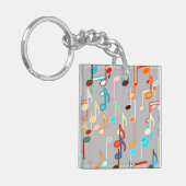 Porte-clés Impression de notes de musique - Gris moyen, multi (Devant gauche)
