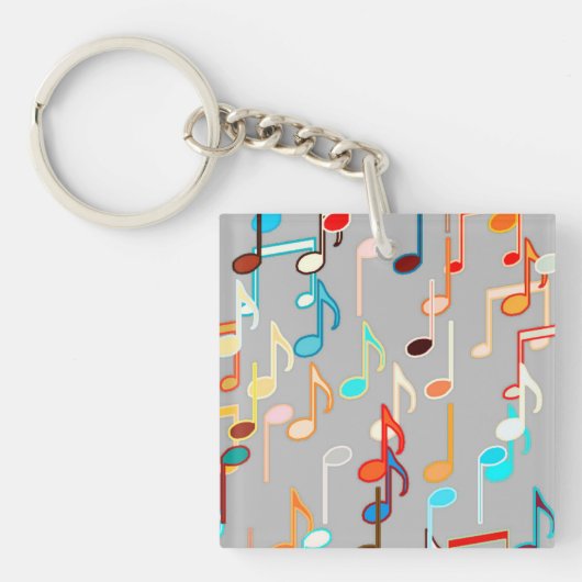 Porte-clés Impression de notes de musique - Gris moyen, multi (Devant)