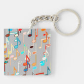 Porte-clés Impression de notes de musique - Gris moyen, multi (Dos)