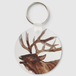 Porte-clés Impression de peinture d'animal de wapiti