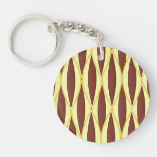 Porte-clés Impression de ruban de milieu de siècle - marron e