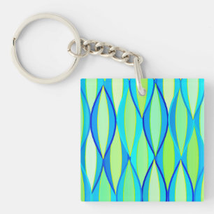 Porte-clés Impression de ruban de milieu de siècle - turquois