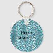 Porte-clés Impression de serpent d'argent bleu turquoise (Recto)