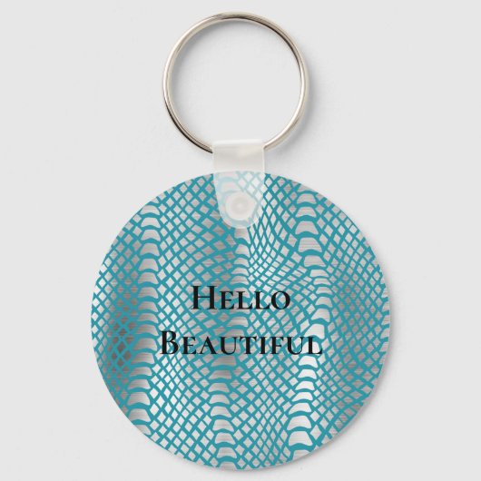 Porte-clés Impression de serpent d'argent bleu turquoise (Recto)