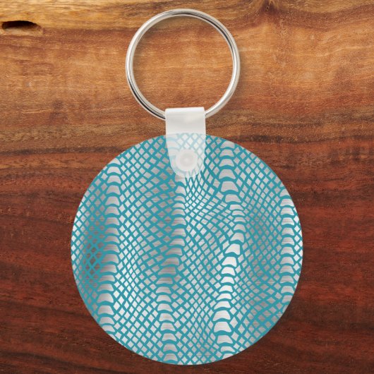 Porte-clés Impression de serpent d'argent bleu turquoise (Verso)
