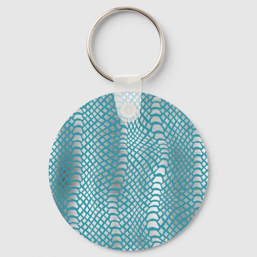Porte-clés Impression de serpent d'argent bleu turquoise (Verso)