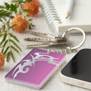 Porte-clés Impression de tatouage blanc sur dégradé violet