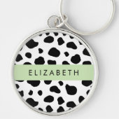 Porte-clés Impression De Vache, Spots De Vache, Noir Et Blanc (Devant)
