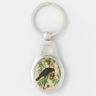 Porte-clés Impression d'oiseau Grackle Violet d'Audubon Botan