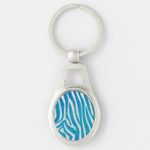 Porte-clés Impression en bleu et blanc Zebra