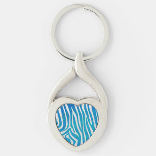 Porte-clés Impression en bleu et blanc Zebra