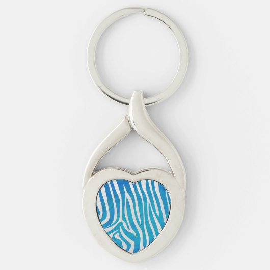 Porte-clés Impression en bleu et blanc Zebra (Devant)