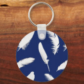 Porte-clés Impression en plumes blanches sur bleu foncé (Recto)