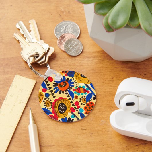 Porte-clés Impression florale du patrimoine mexicain (Bureau)