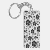 Porte-clés Impression florale noire et blanche (Devant gauche)