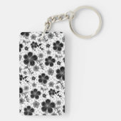 Porte-clés Impression florale noire et blanche (Dos)