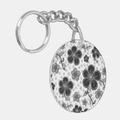 Porte-clés Impression florale noire et blanche (Devant gauche)